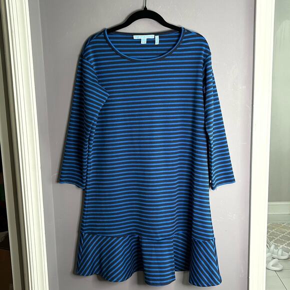 Draper James Blue and Black Striped Long Sleeve Ruffle Hem Dress Size XS - Picture 9 of 9